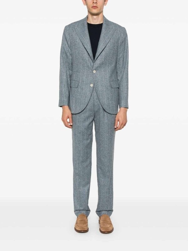 BRUNELLO CUCINELLI MEN’S SKY BLUE PINSTRIPE TAILORED SUIT MSRP $6350
