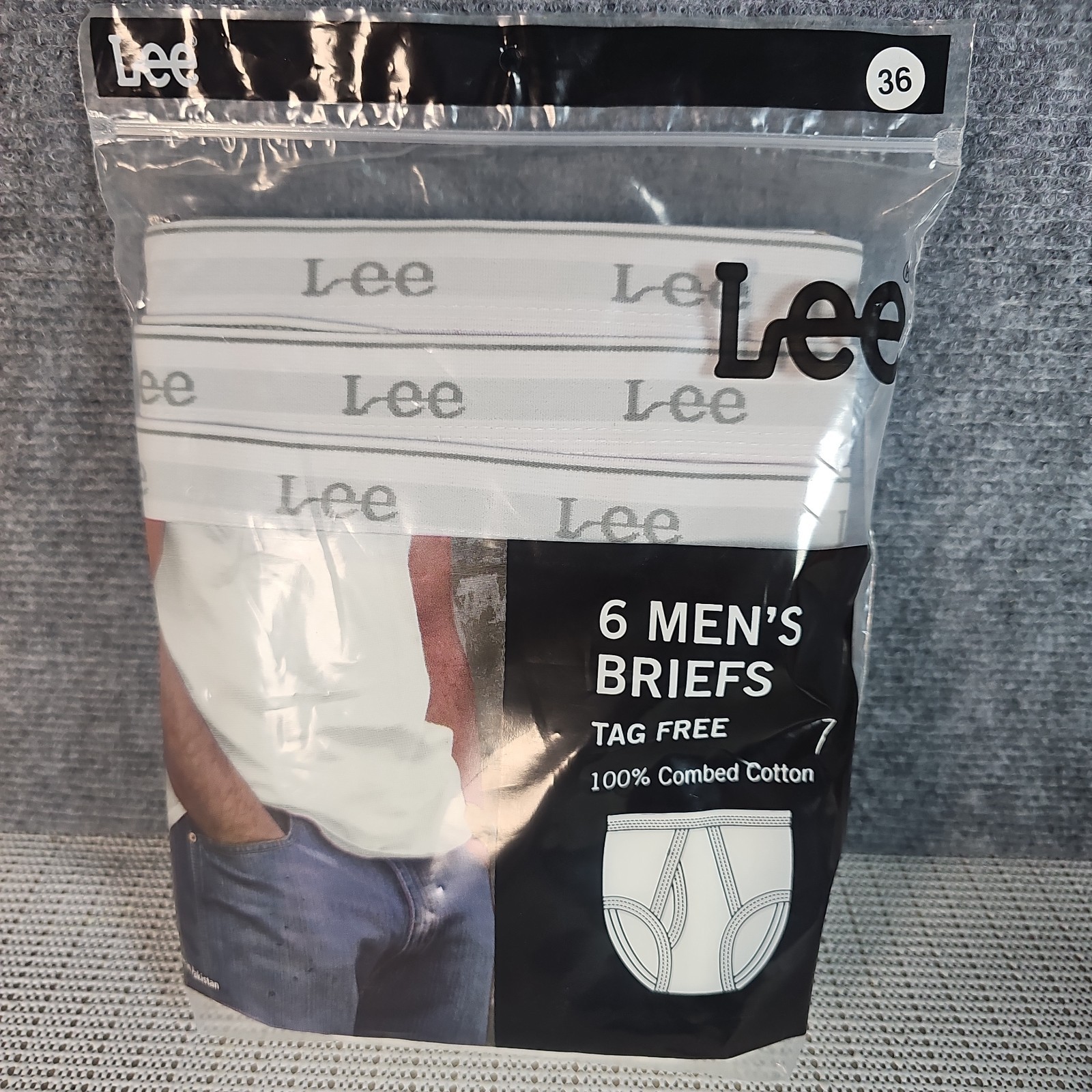 NEW IN PACKAGE LEE 6 MENS BRIEFS UNDERWEAR 100% Combed COTTON SIZE 36 Tag Free