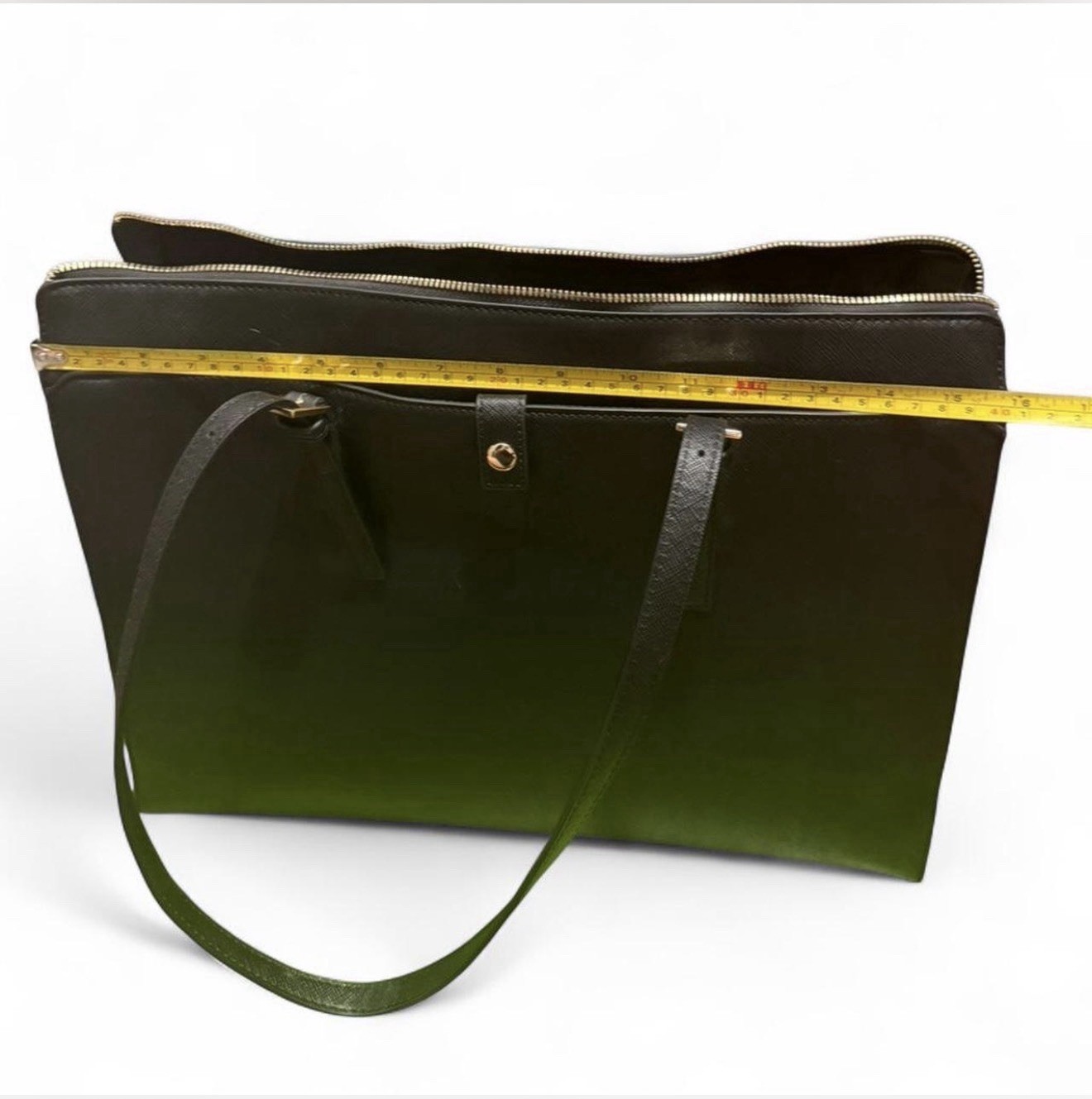 Black Zip Shoulder computer work Bag DLined Gold Hardware structure