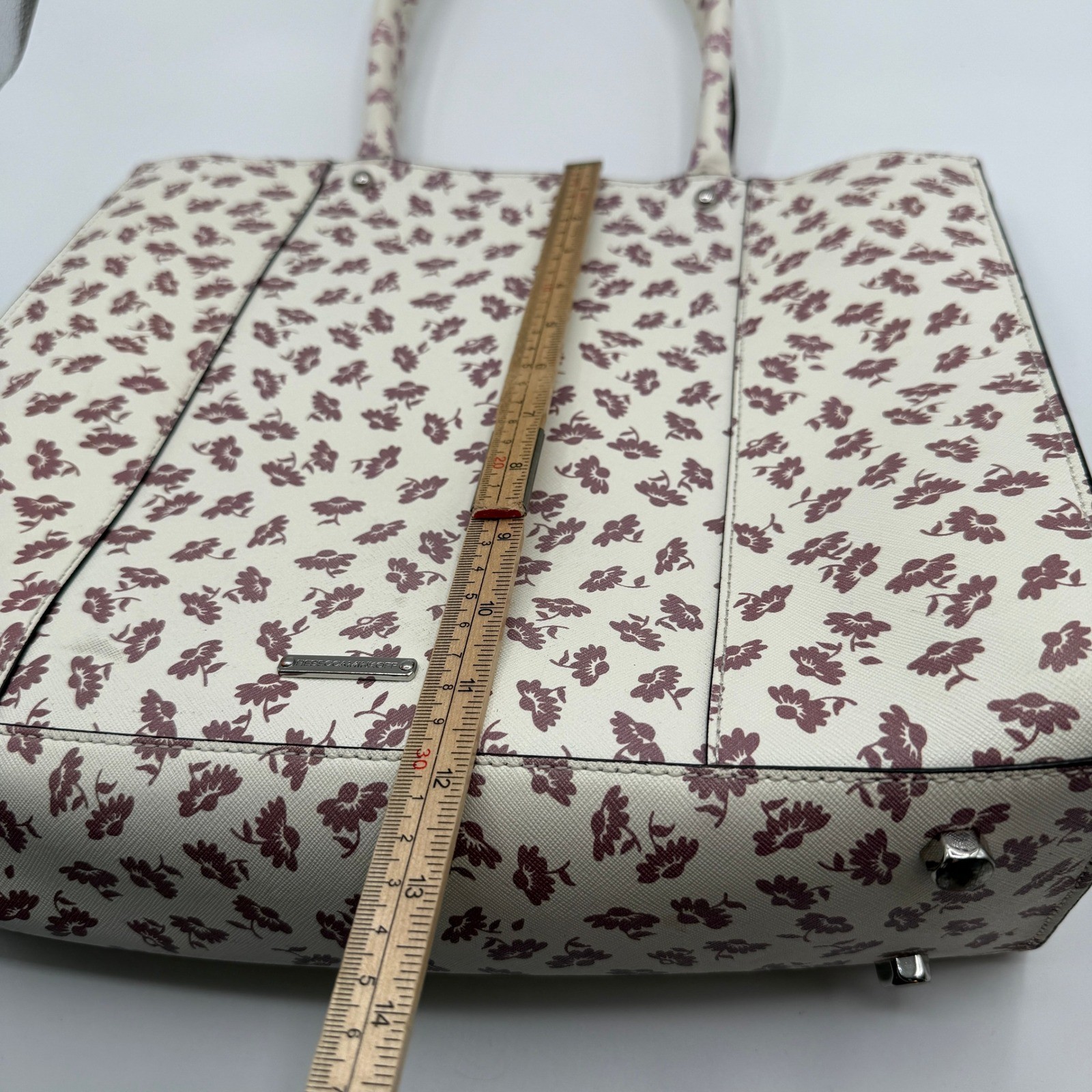 Rebecca Minkoff Tote Bag Women Large Cream Floral Saffiano Leather M.A.B. Work