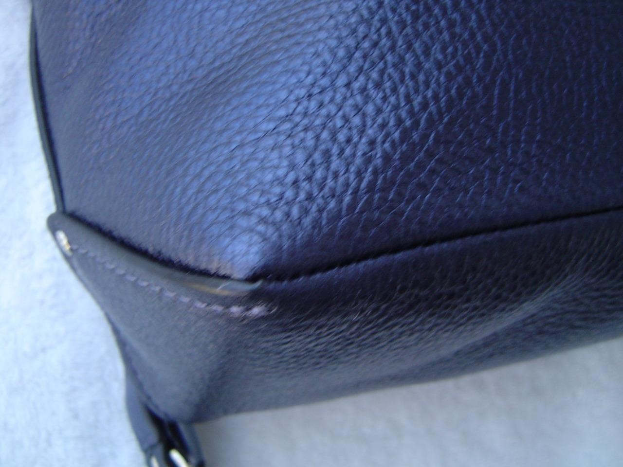 AUTHENTIC COACH METALLIC BLUE PEBBLE LEATHER MINI ABBY DUFFEL BAG #87691