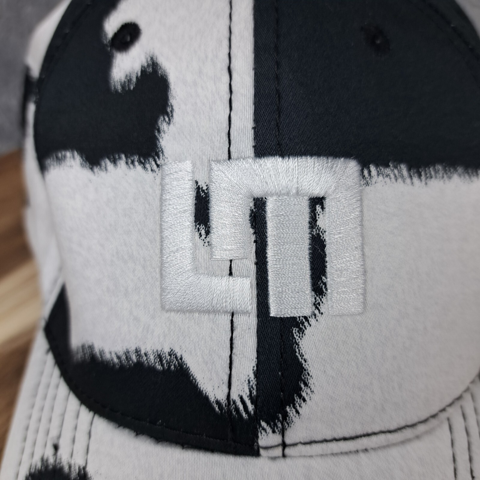 Loudmouth Golf Hat Cap Strap Back Black White All Over Cow Print Golfer Athletic