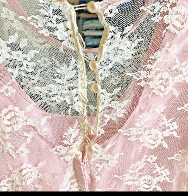 Lace Pink Mermaid Dress Theatre Play Event Vtg Victorian Style 1890s-1900s
