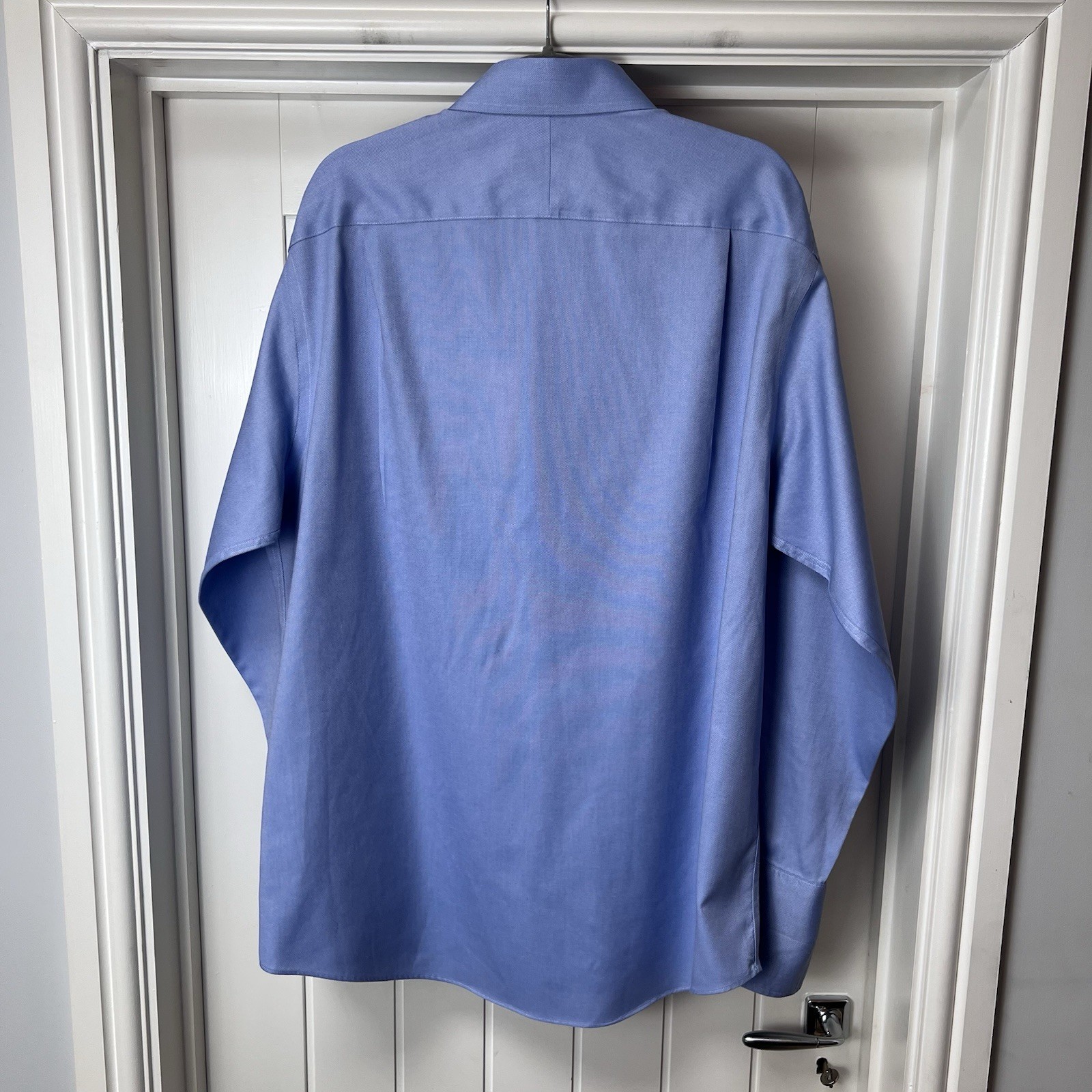 Charles Tyrwhitt Shirt Men’s Neck 17.5″ Blue Double Cuff Classic Fit Non Iron