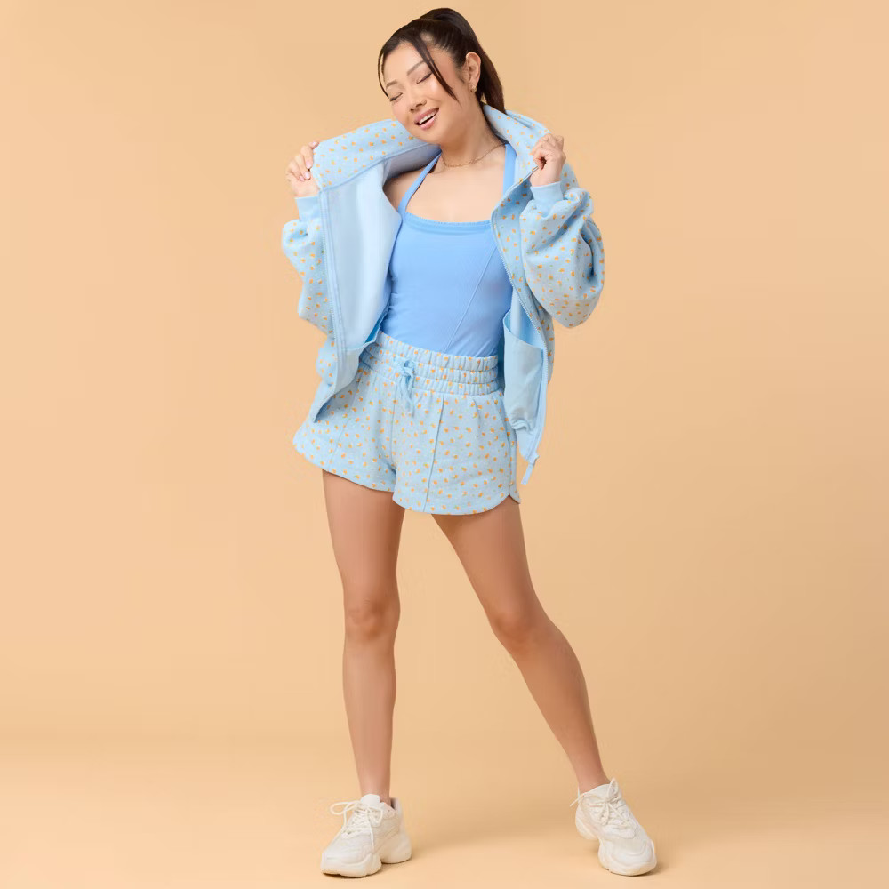 Blogilates Women Mommy & Me Marshmallow Full Zip Hooded Sweatshirt – Blue