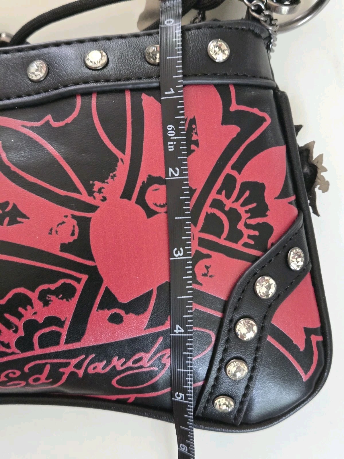 ​🔥 NWT Ed Hardy Y2K Baguette Bag – Rhinestone Skull & Flames – Smooth 🔥