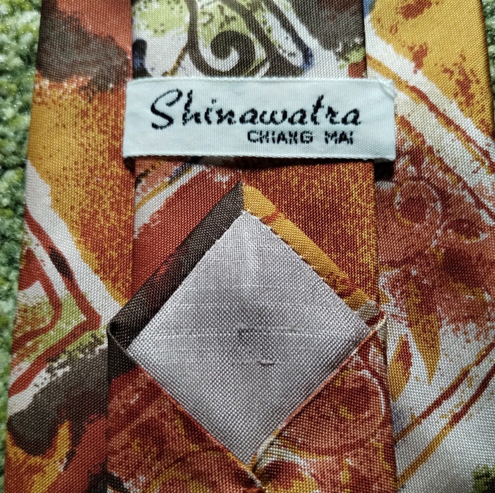 100% Thai Silk Tie Vintage Earth Tone Retro Batik Money Country Club Beatnick