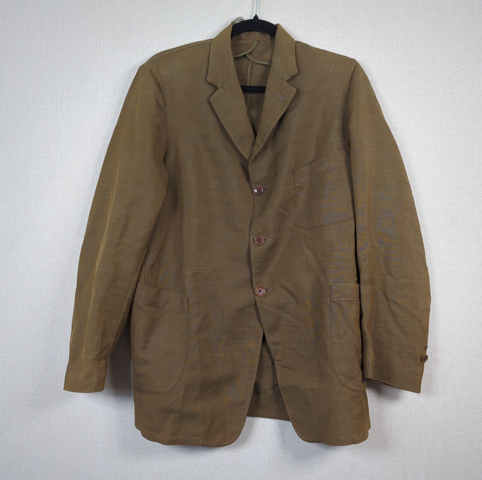 VTG Marx & Haas Panama Cloth Chore Coat Mens M Olive Green Cotton Canvas Blazer