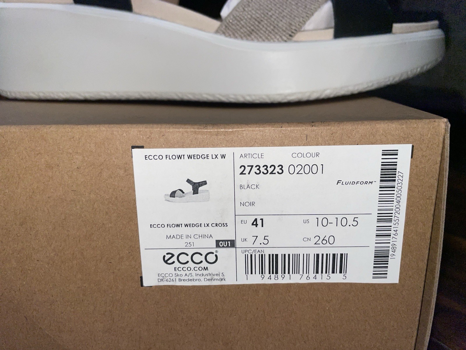 ECCO Flowt Women’s Wedge Sandals Black Leather Hook & Loop Solid Size 10