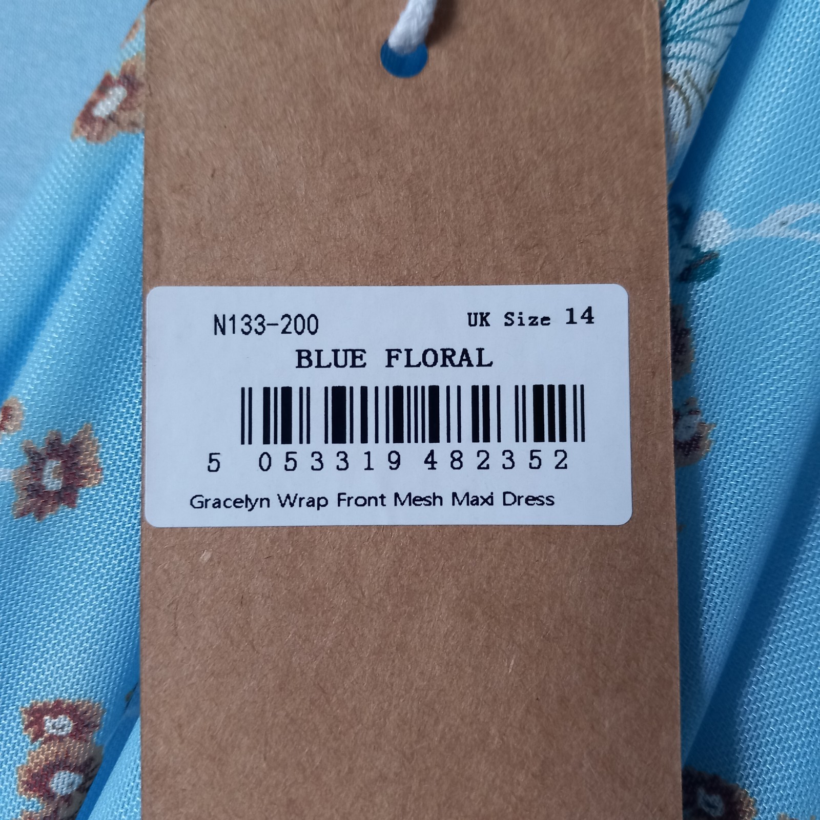 Jolie Moi Gracelyn Wrap Front Mesh Maxi Blue Floral Dress Size 14