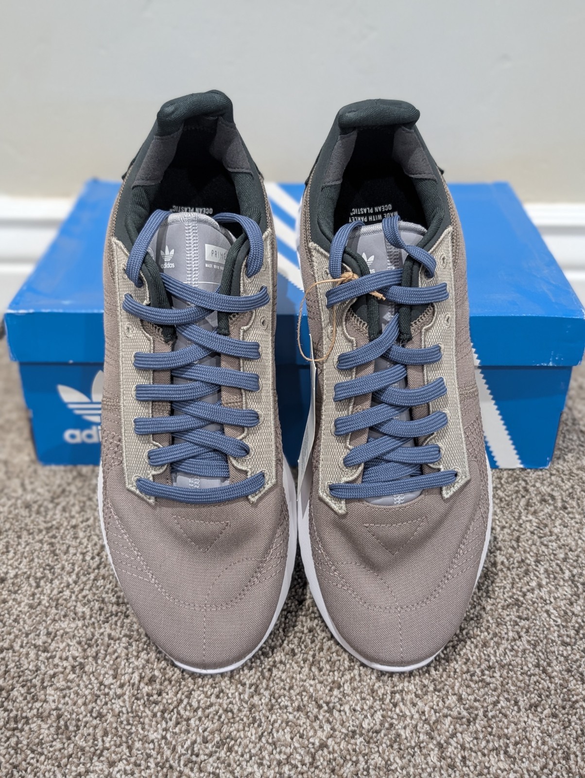 Size 10 Men’s Adidas Geodiver Primeblue Gray Lace Up Athletic Sneakers FZ4688