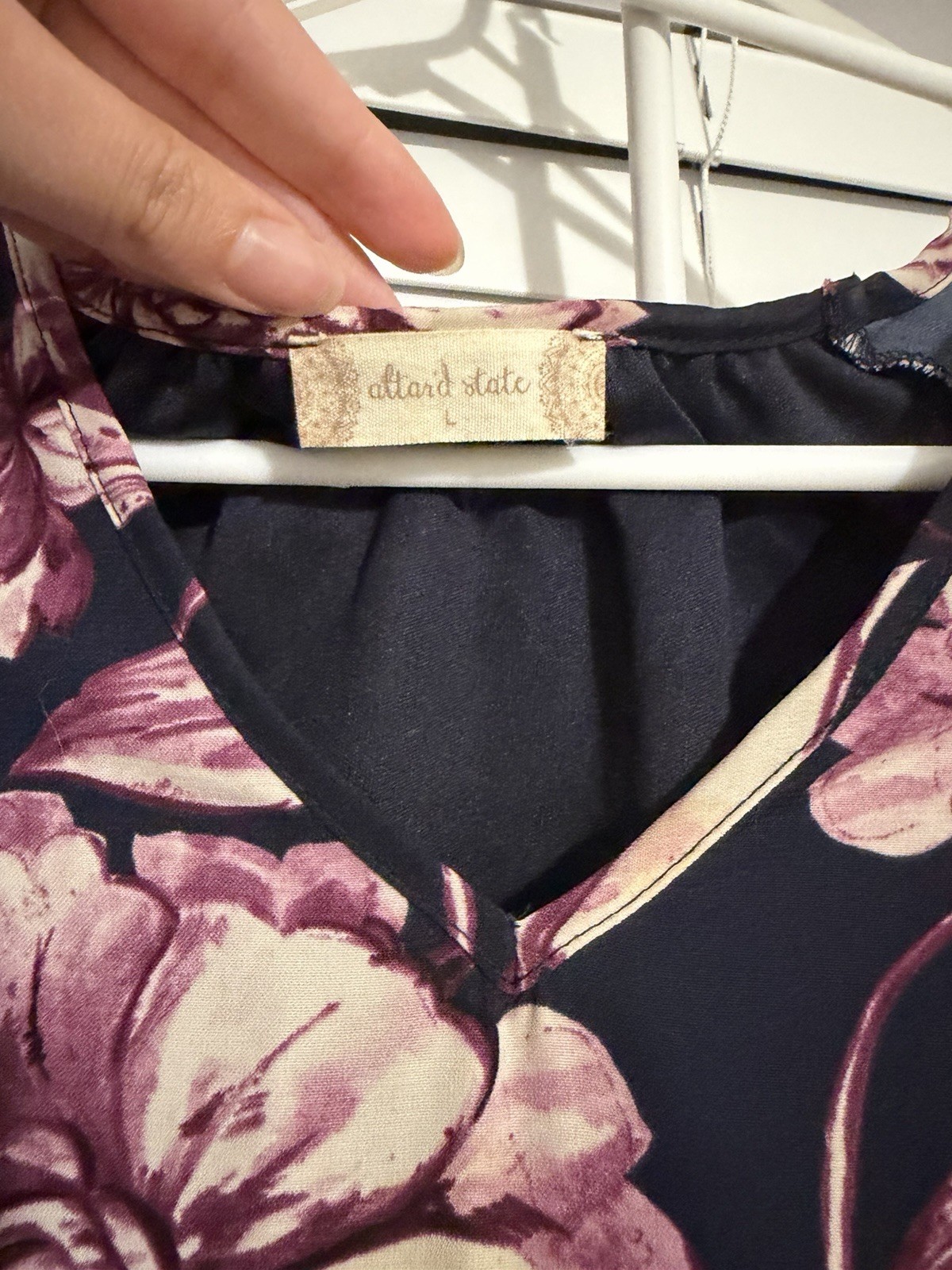 Altar’d State Navy with Pink Floral Print Mini Dress size L