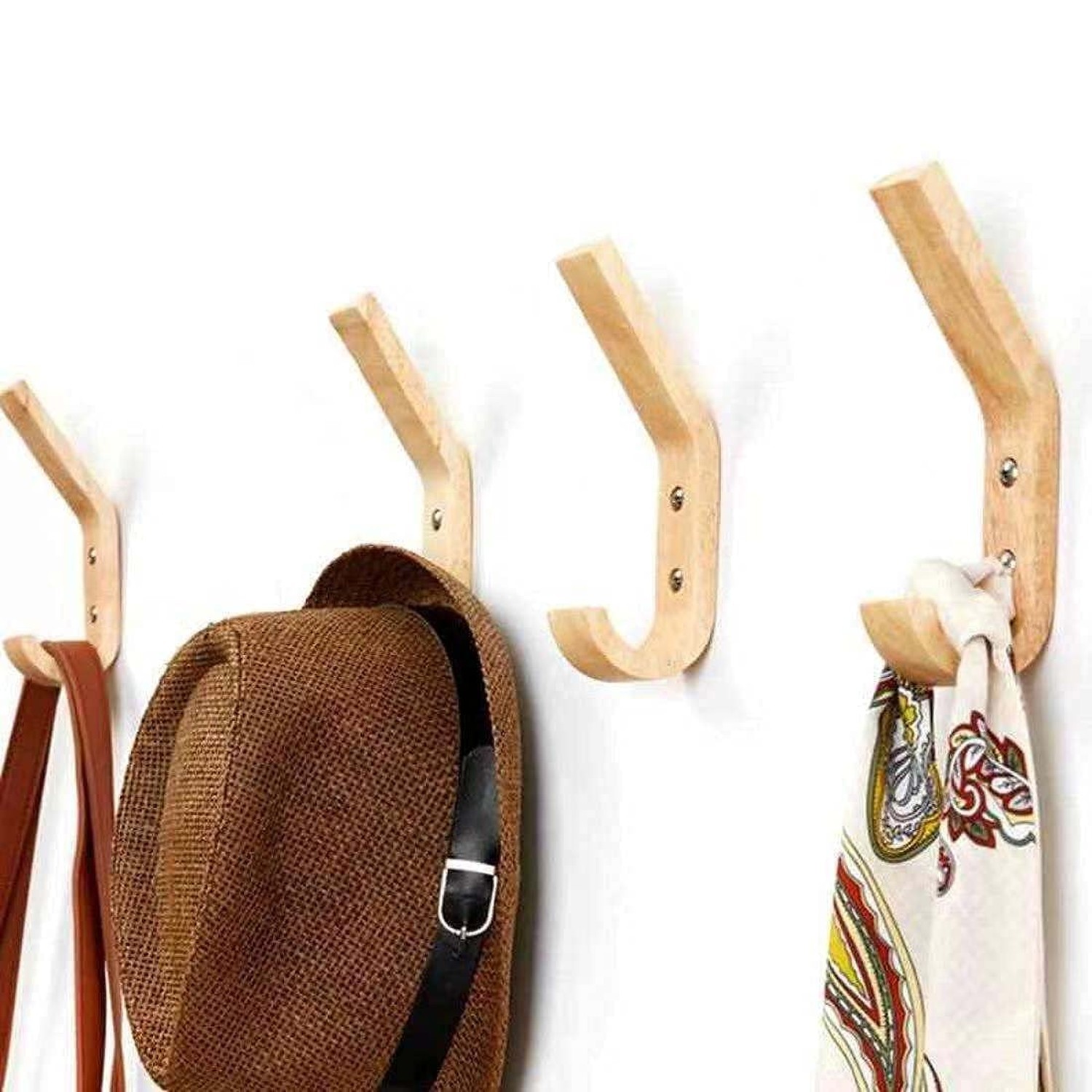 Wooden Coat Hooks Wall Hooks,Natural Oak Wood Hooks Decorative Vintage Wood W…