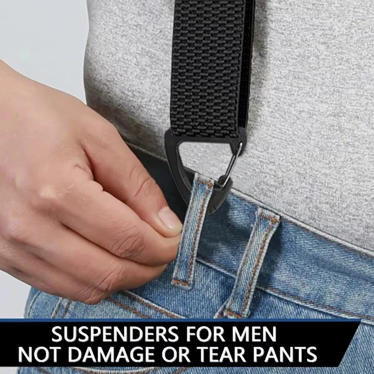 Heavy Duty Elastic Suspenders for Men Trouser Pants Braces Strap Work Belt US
