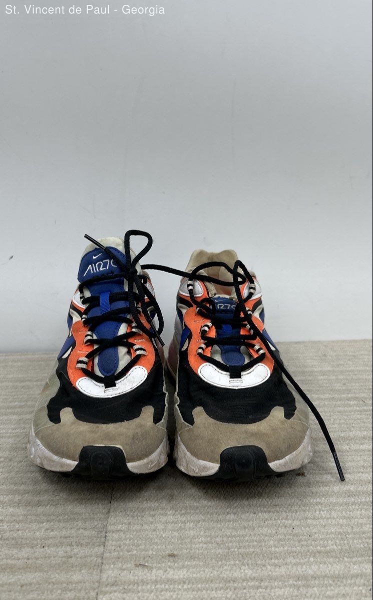 Nike Air Max 270 React Fossil Cushioned Sneaker Black Blue Beige CI3899-200 Sz 9