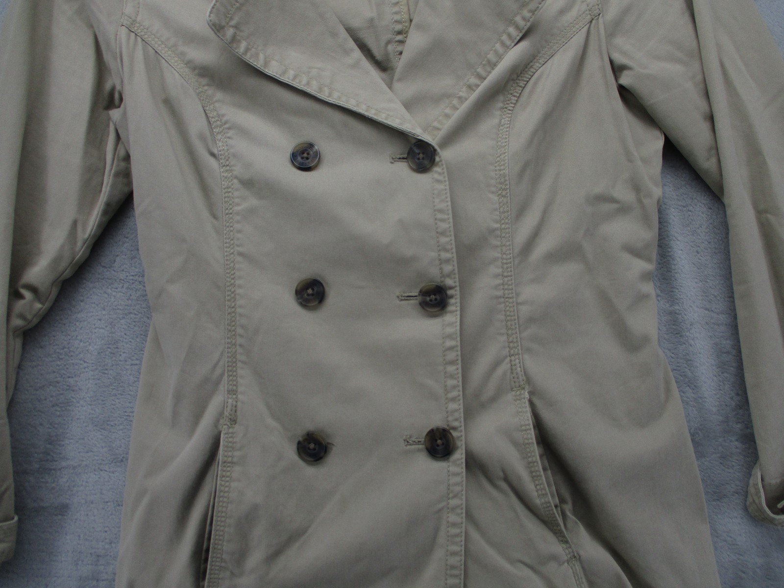 Sonoma Trench Coat Jacket Womens Small Tan Double Breasted Belted Spring Classic