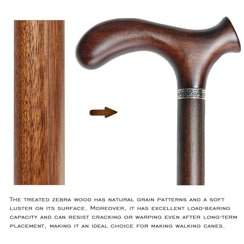 Wooden Walking Cane with 5 Height for Men and Women, Handmade 35inch Walnut