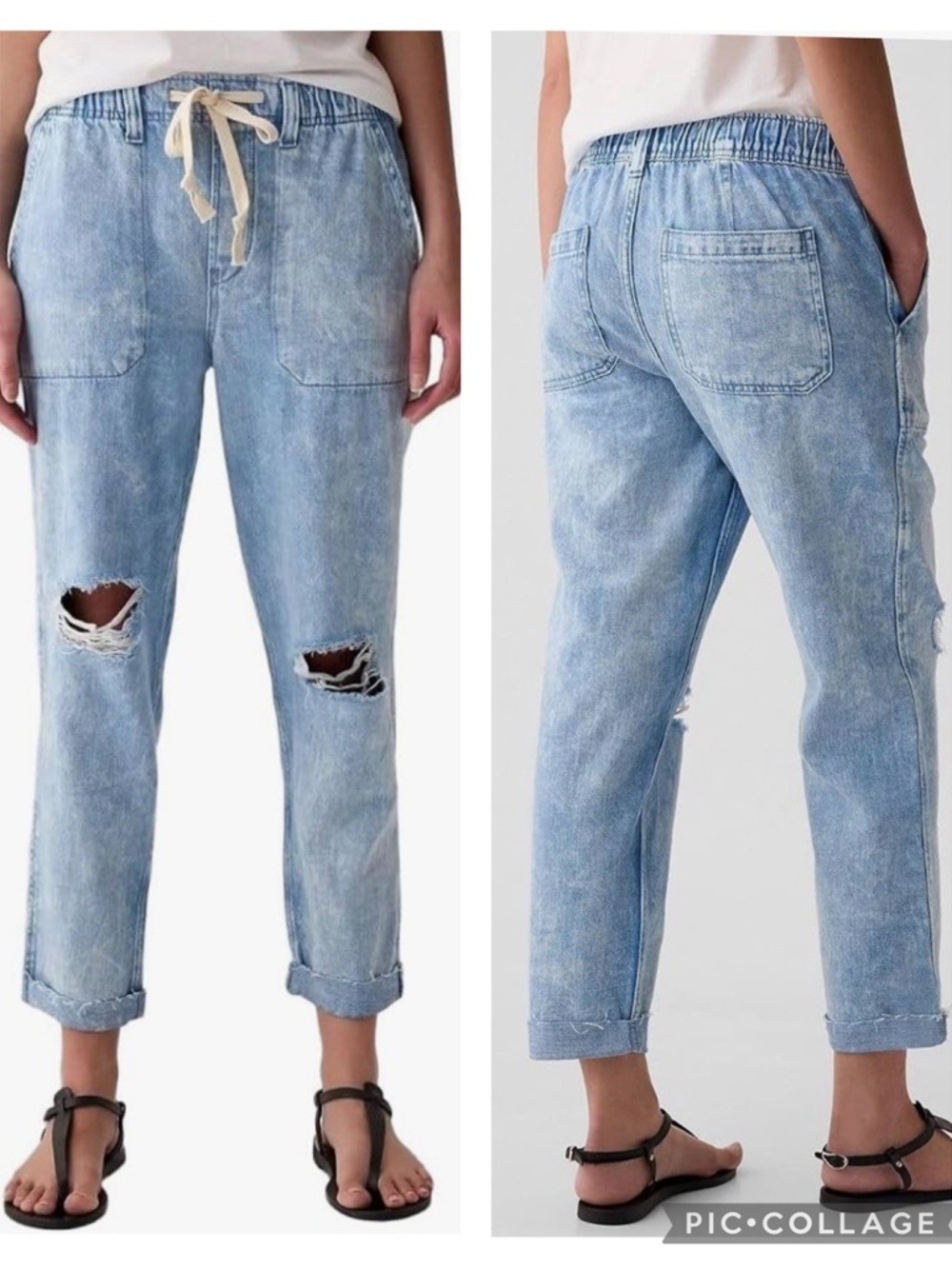 NWT GAP Mid Rise Relaxed Easy Denim Utility Jeans in Light Indigo