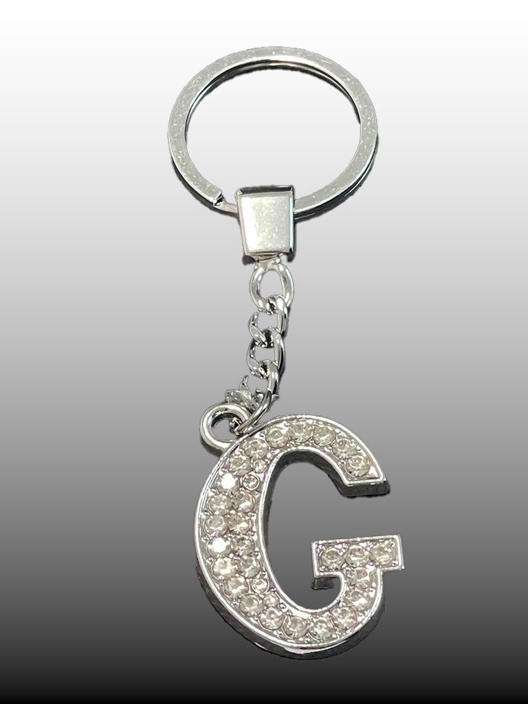 Sparkling Silver Rhinestone Letter Keychain