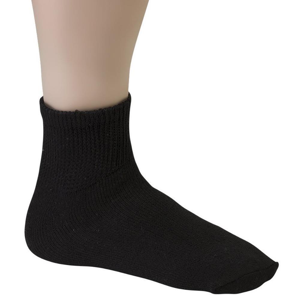12 Pair Black Men Physicians Choice Loose Fit Diabetic Ankle Socks Cotton 10-13