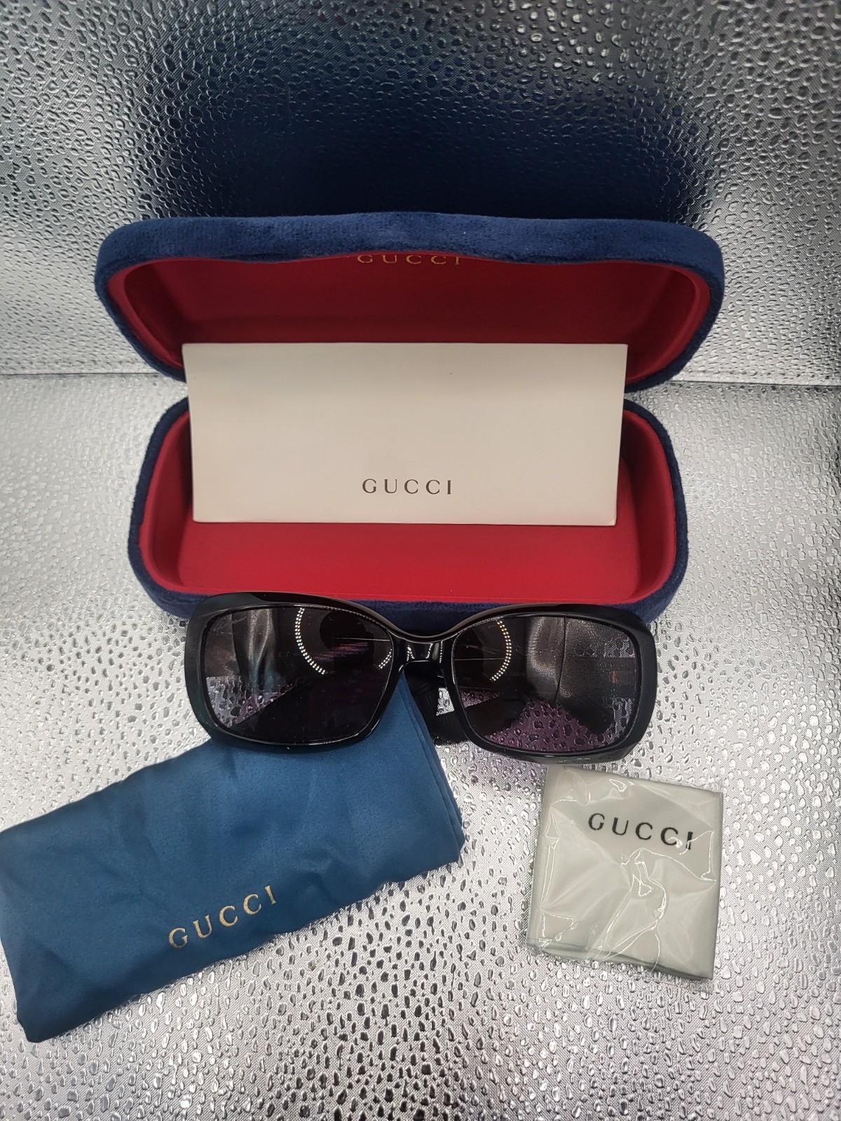Gucci GG 3206/S D28BN Black Gold Monogram Sunglasses 56-16 130 MINT