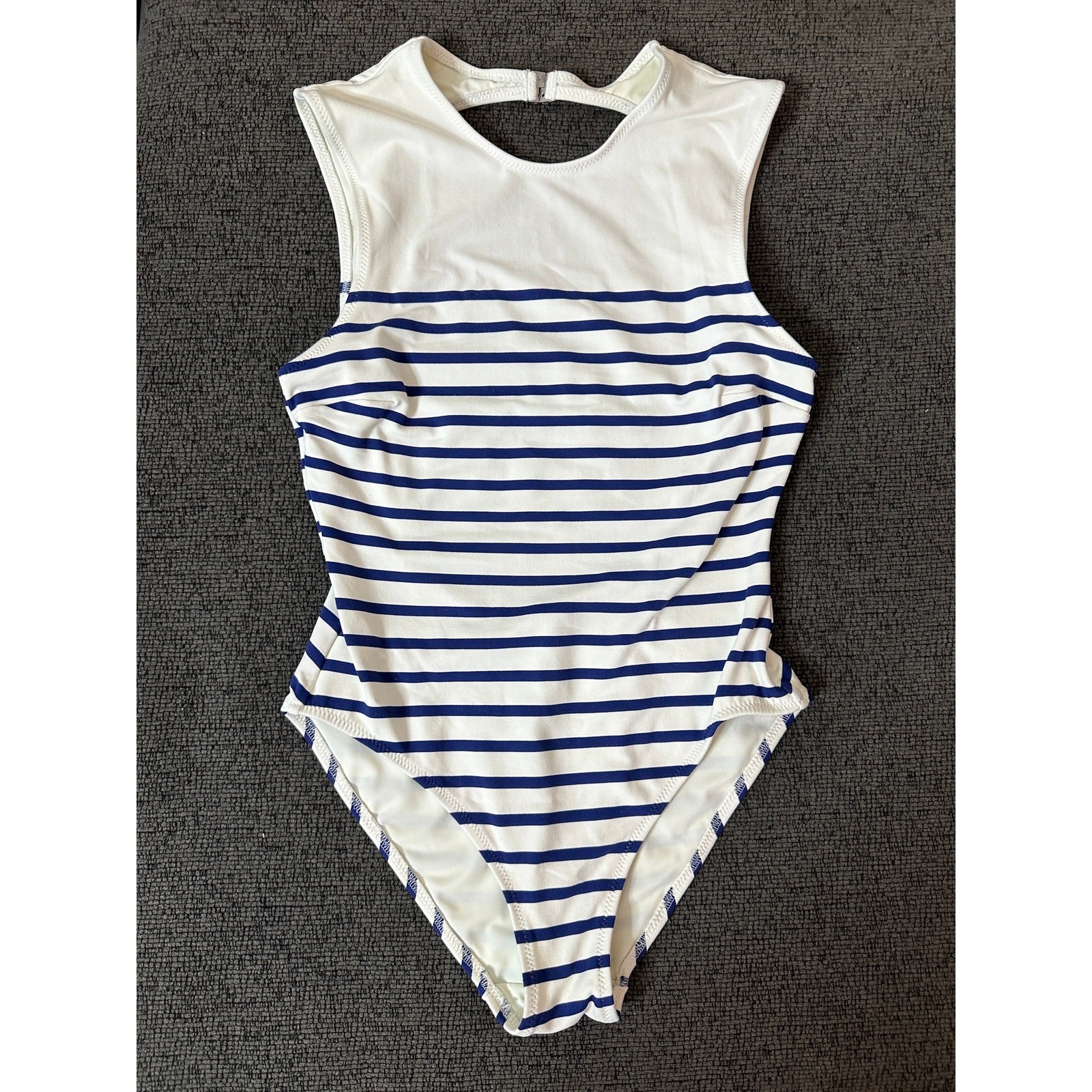 Solid & Striped The Iman One-Piece Swimsuit size M Breton Stripe Open Back