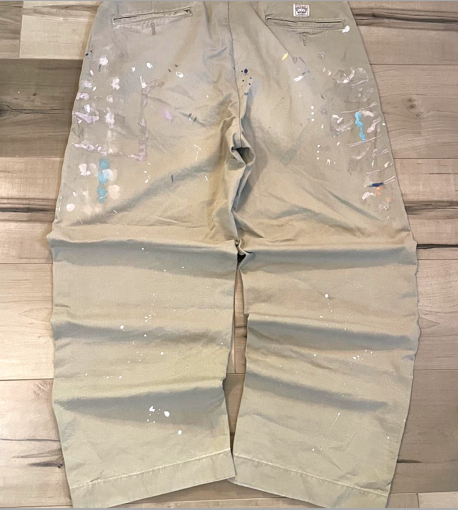 Ltd. Edition Polo Ralph Lauren Big Chino Hand Paint Splatter Khaki Work Pants 34