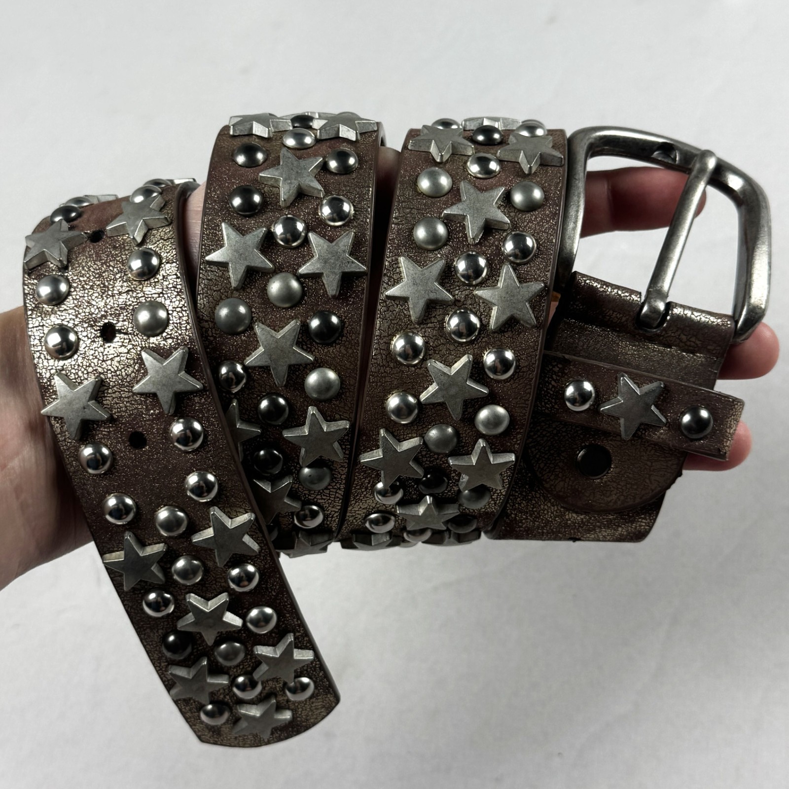 Y2K Genuine Leather Studded Star Belt Punk Rock Y2K Gothic Biker Unisex Vintage