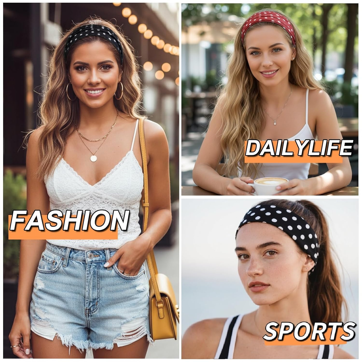 Trendy Polka Dot Headbands for Women – Wide Thick Hair Bands for Everyday Use