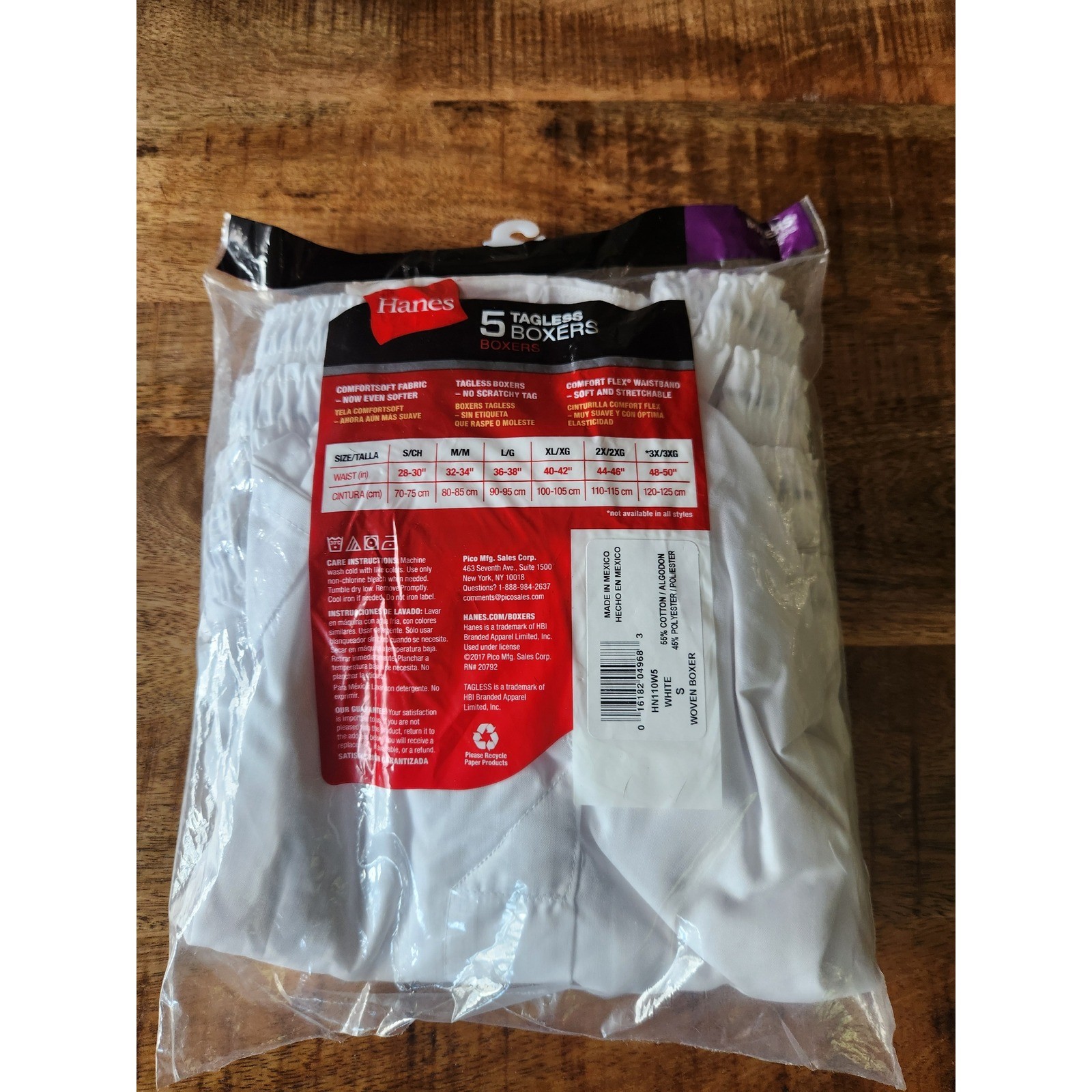 Hanes Mens 5 Pack Tagless Boxers