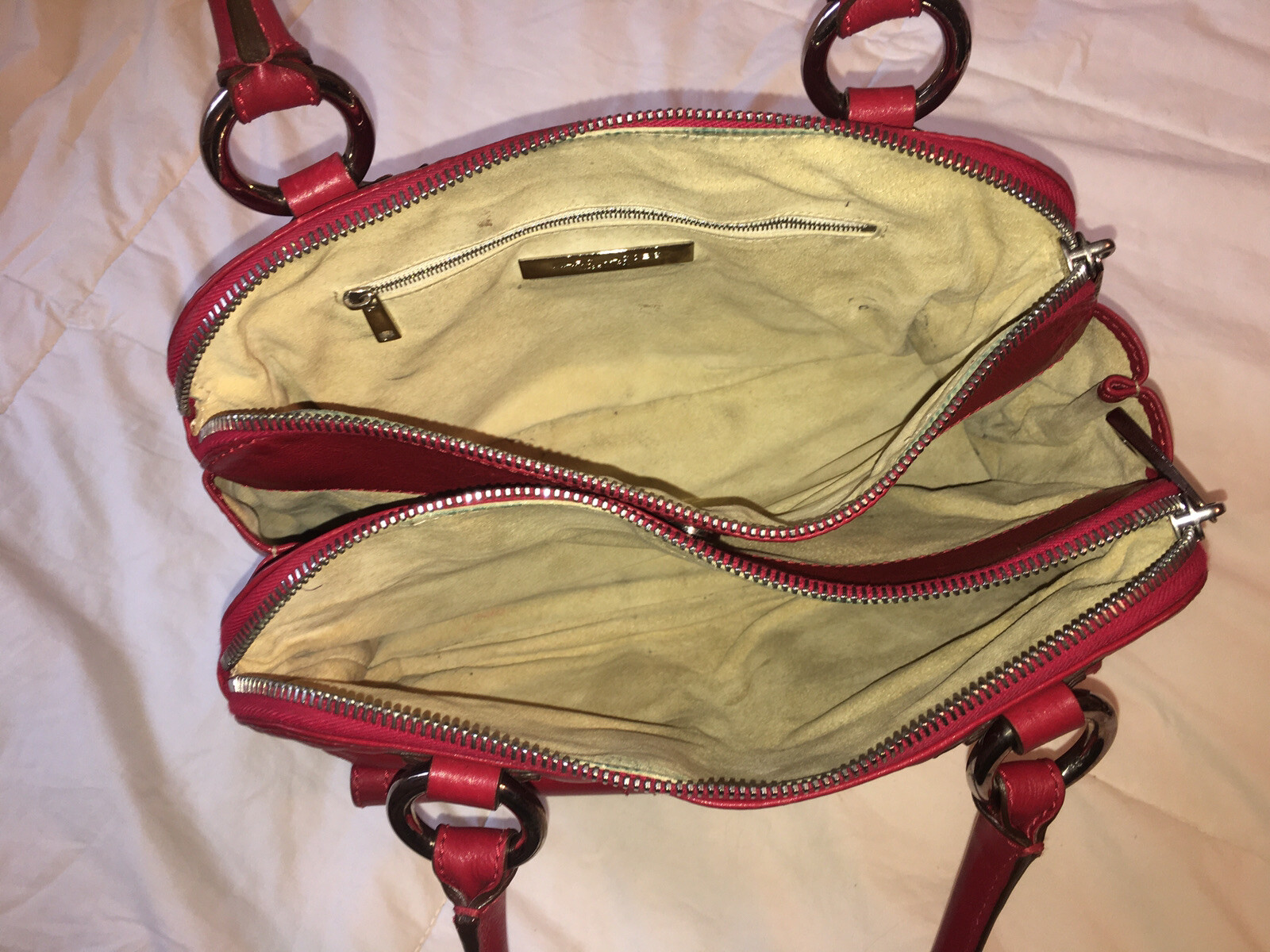 MARC JACOBS Multi-pocket Push Lock Red Leather Satchel Purse Bag