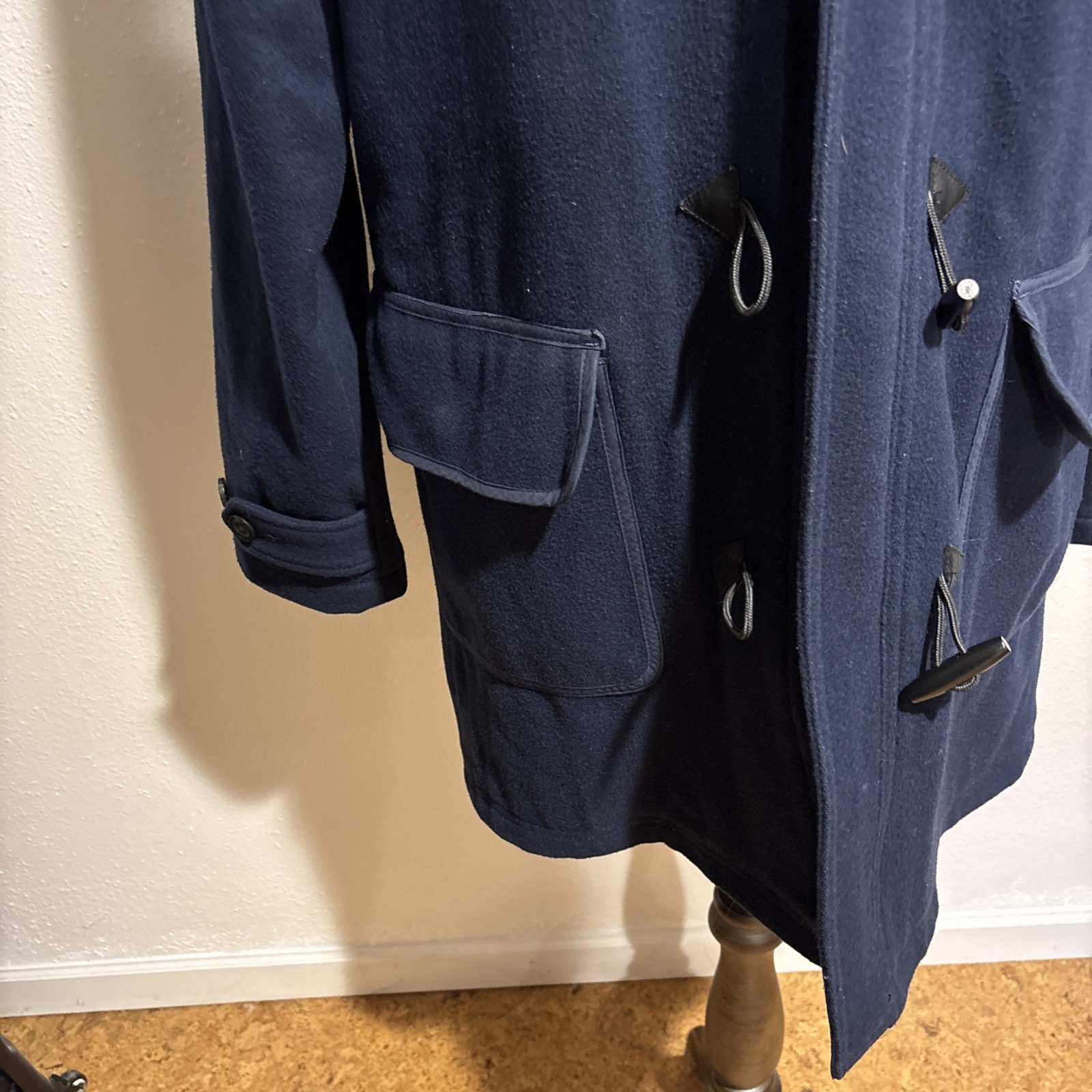 Levi’s Wool Blend Duffel Coat Jacket Men’s Large Navy Blue Quilted Zipper Toggle