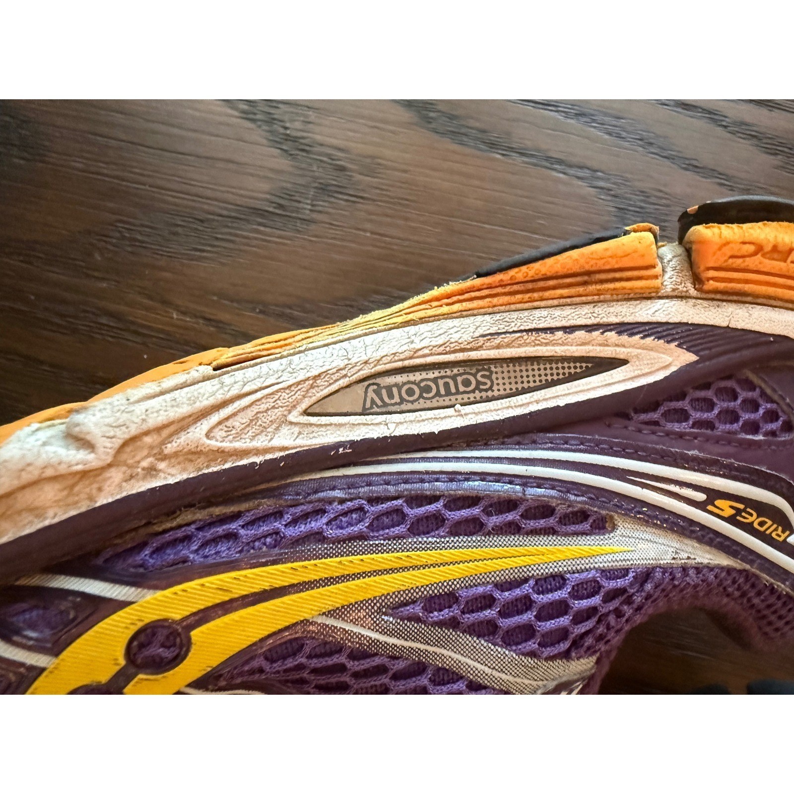 Saucony Ride 5 Running Shoes Womens 8.5 Purple Yellow ProGrid Mesh Sneakers