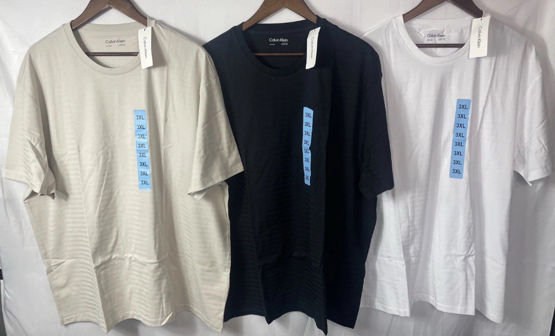 Calvin Klein Men’s Dress Tee in Beige, Black or White Pick Your Size S-3XL NWT