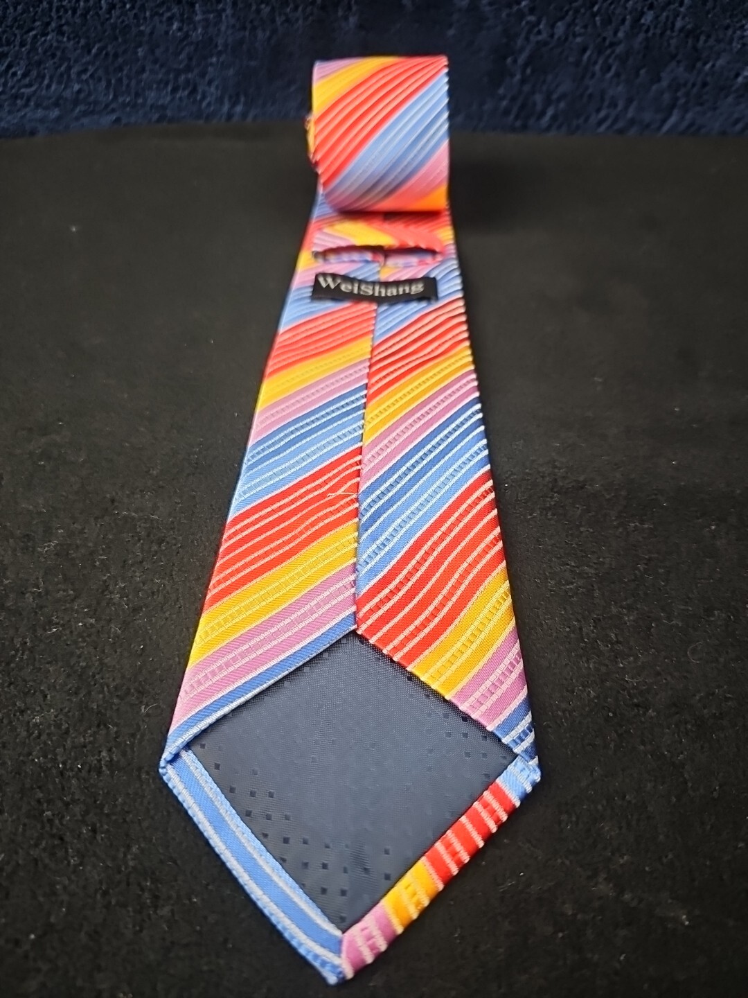 Weishang Silk Tie Woven RAINBOW Striped 58″ X 3.125″ EUC