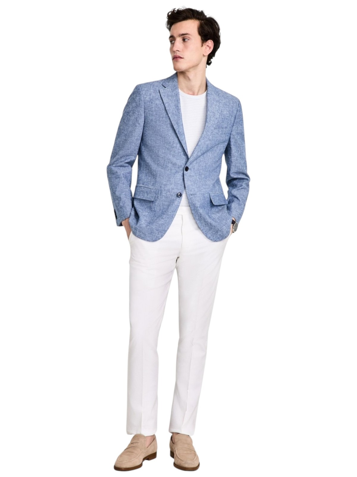 Tommy Hilfiger Mens Modern fit Linen Sport Coat Blazer 38 R Light Blue Solid