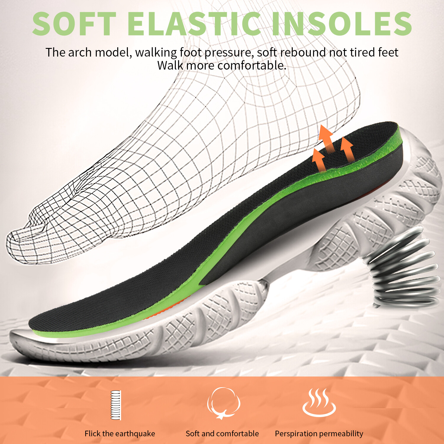 Ergonomic Insoles Gel Orthotic Running Insert Shoe Pad Arch Support Heel Cushion