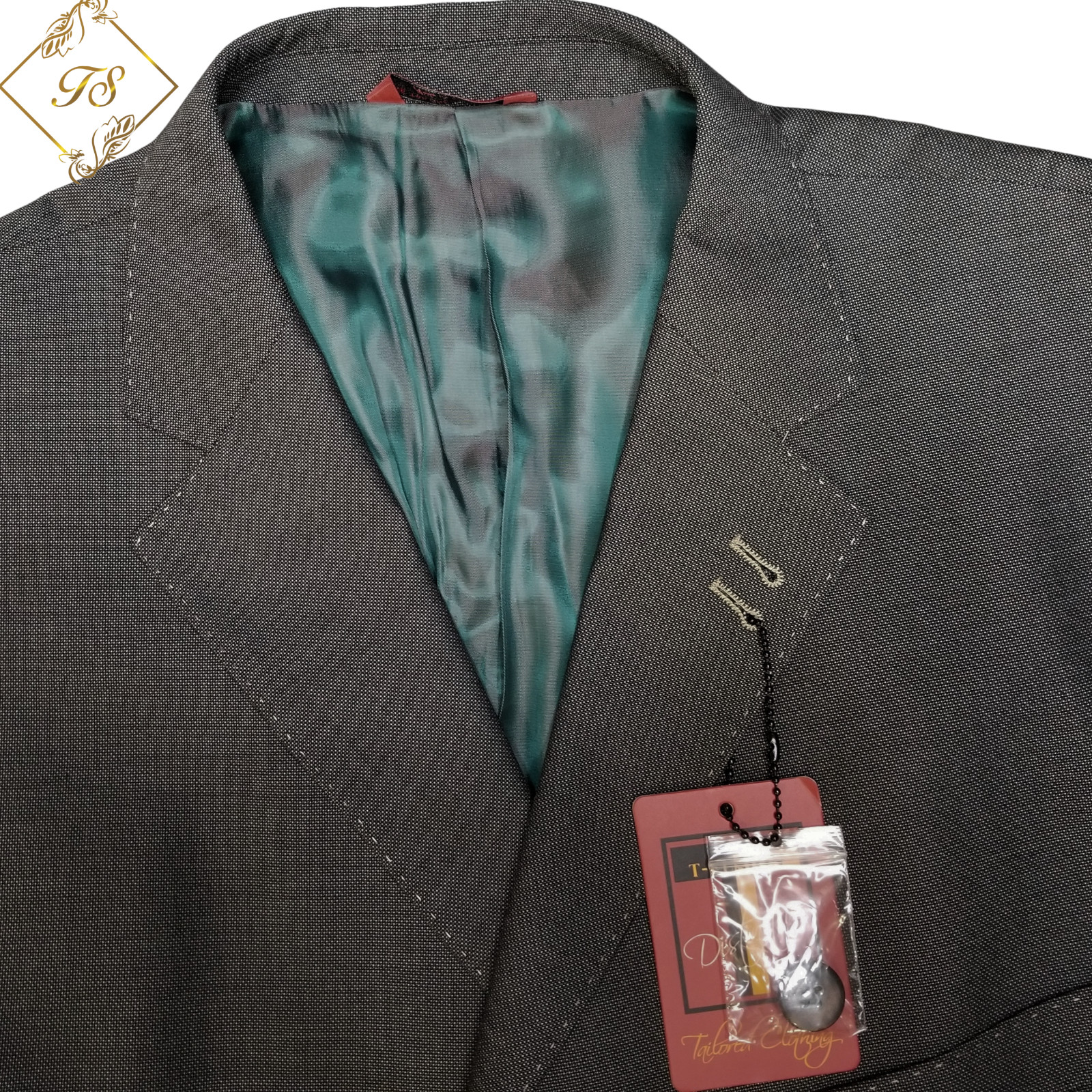 NEW $599 Tayion T-Fusion 2 Piece Olive Birdseye Suit Men’s 50R 44 X 36 Wide Leg