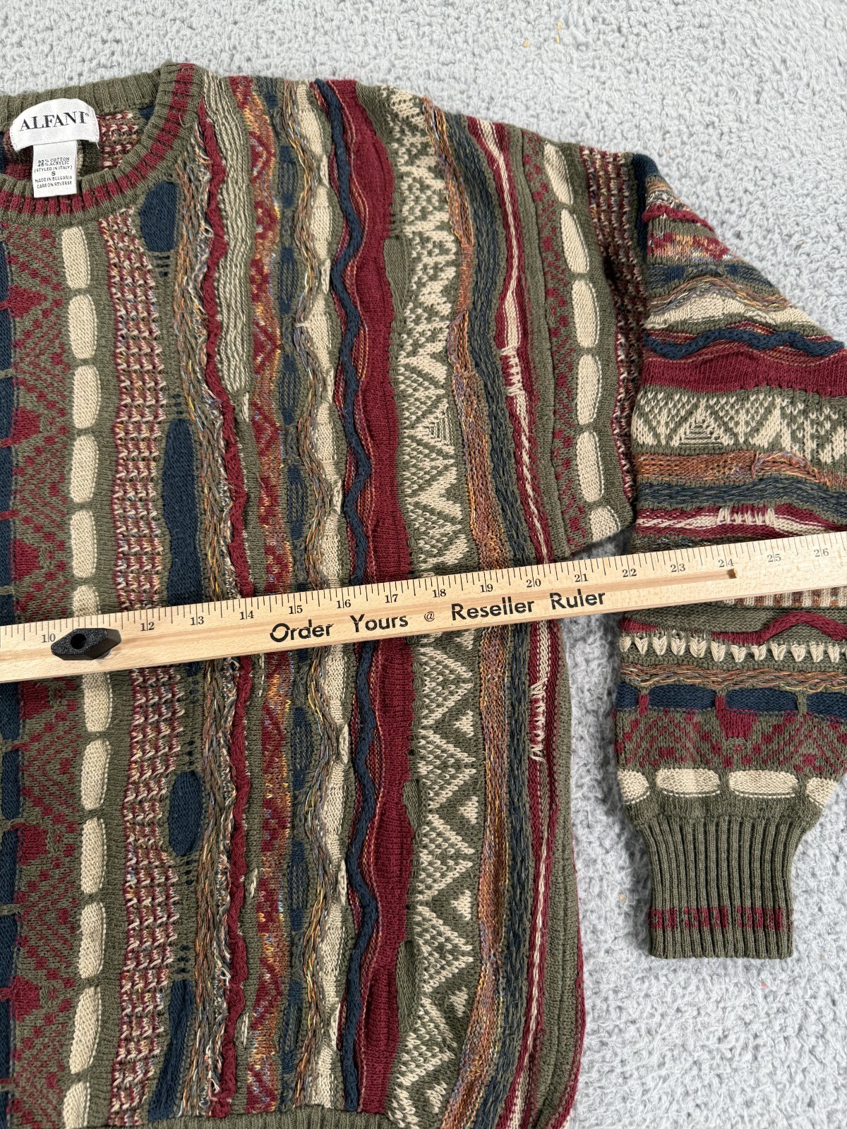 Vintage 80s 90s 3D Thick Texture Cable Abstract Grunge Hip Hop Sweater Small