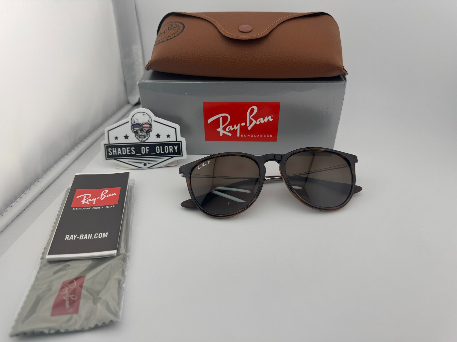RAY-BAN ERIKA RB4171 710/T5 HAVANA BROWN GRADIENT POLARIZED SUNGLASSES 54MM NEW