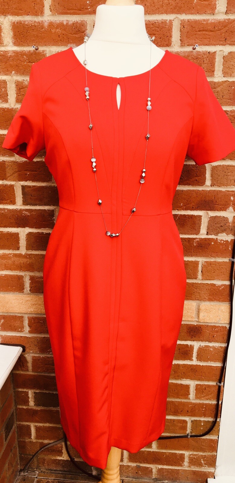Dorothy Perkins Size 14 Red Shift Dress Stretch Summer Wedding Excellent L6