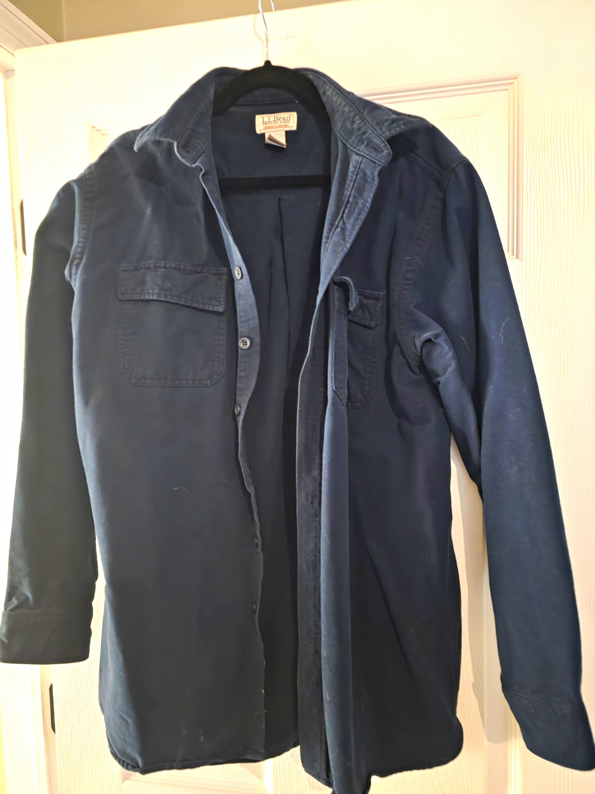 L.L.Bean Chamois Cloth Shirt Men’s L Tall Blue Button-Up Long Sleeve Pockets