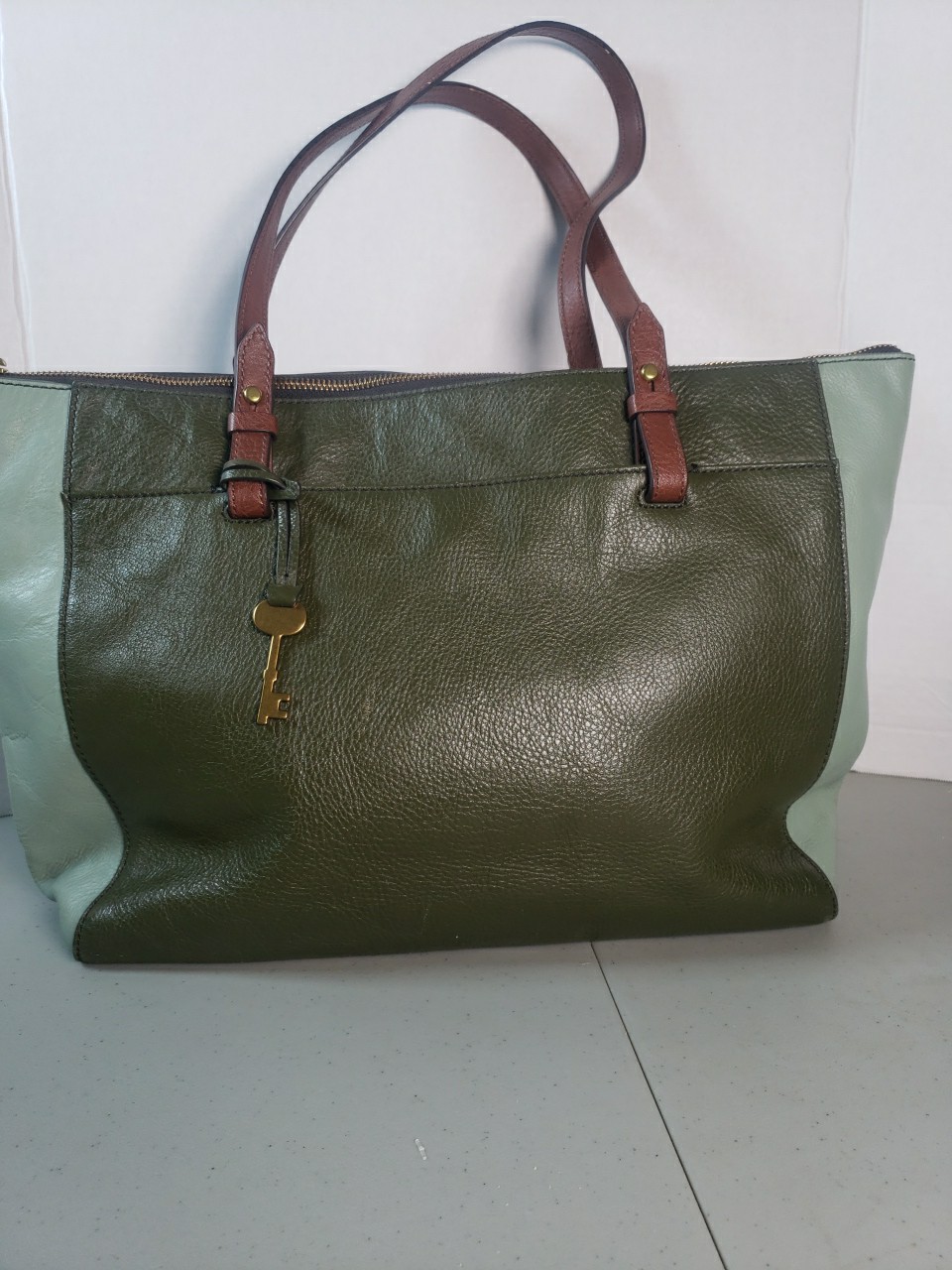FOSSIL Eco Leather Rachel Green/mint Shoulder Carry Tote Bag RRP$329