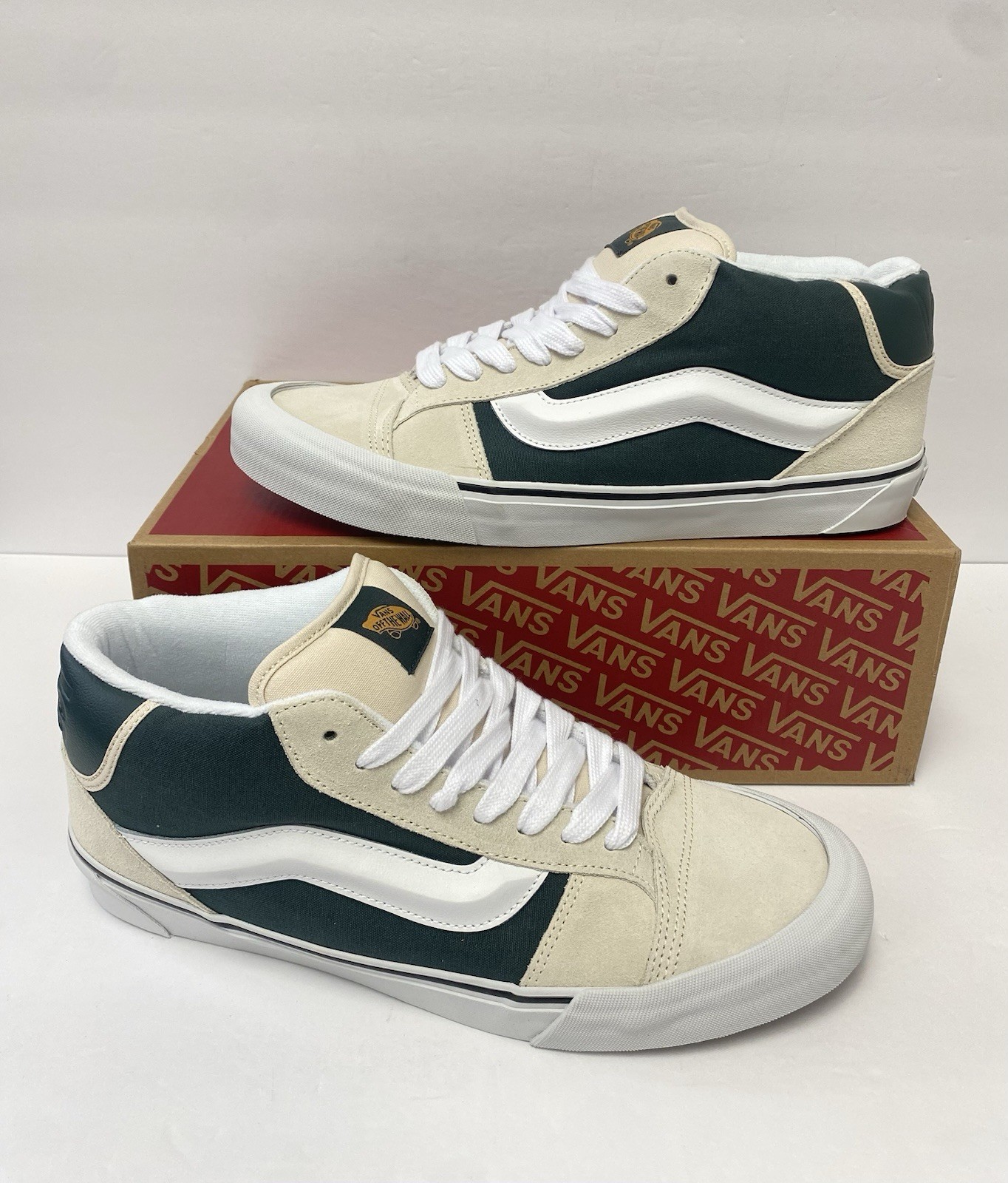 Vans M 13 Knu Skool Mid Varsity Turtledove Tan Skate Shoes New!!