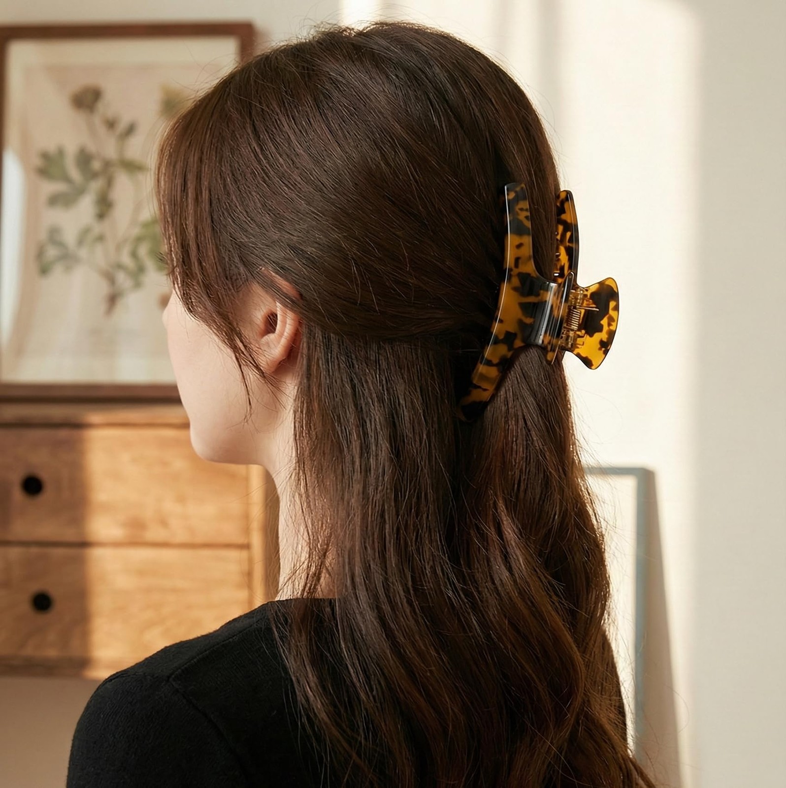 4.7 Inch Big Hair Claw Clips Celluloid Acetate Tortoise Shell Leopard 2 PCS