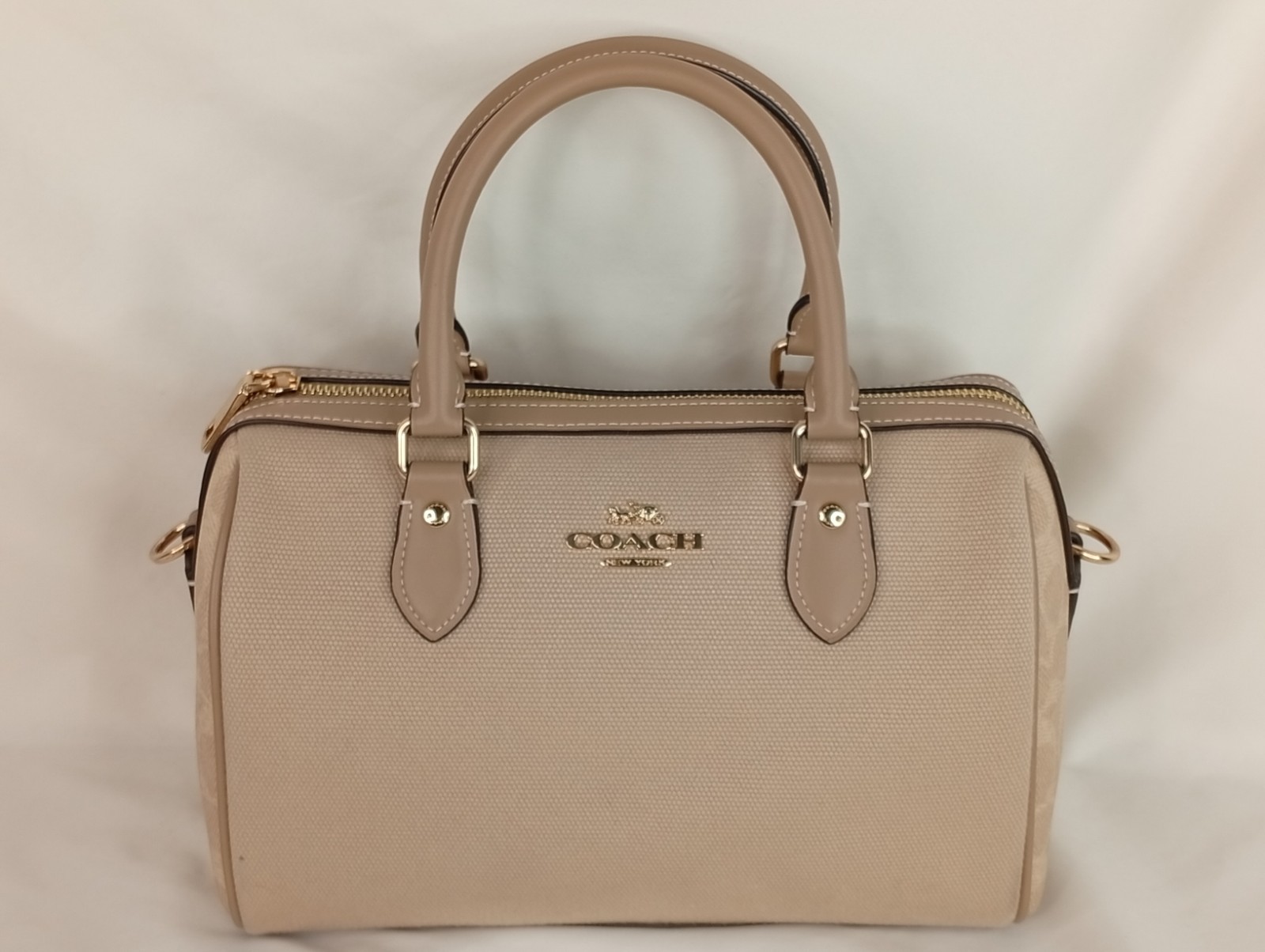 Coach Rowan Satchel Bag In Colorblock w/ Detachable Crossbody Strap Tan CAK58