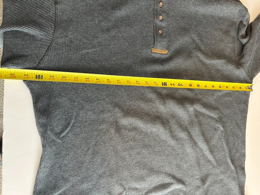 Clearwater Outfitters Mens XXL Gray Waffle Knit Thermal Henley Gorpcore Normcore