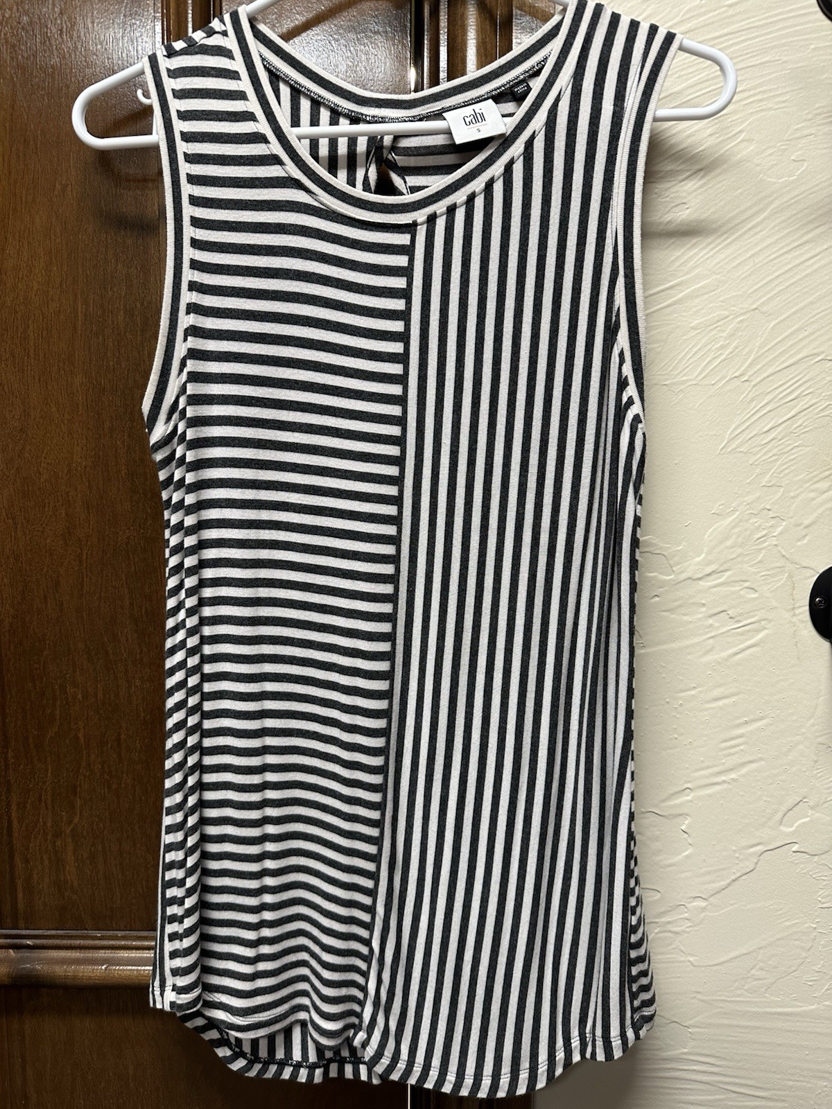 Cabi Small Sleeveless Black White Tank