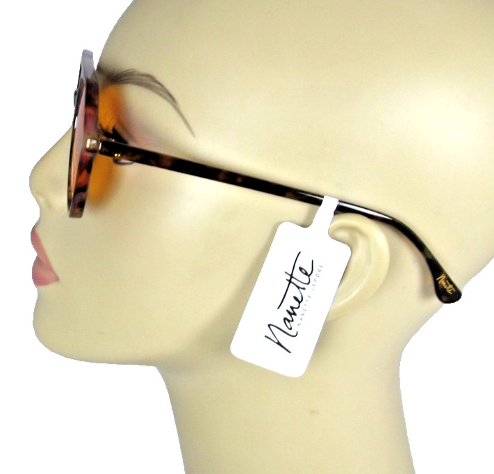 NANETTE LEPORE Tortoise Shell Plastic Aviator Sunglasses Amber Lenses NN483-TSAM