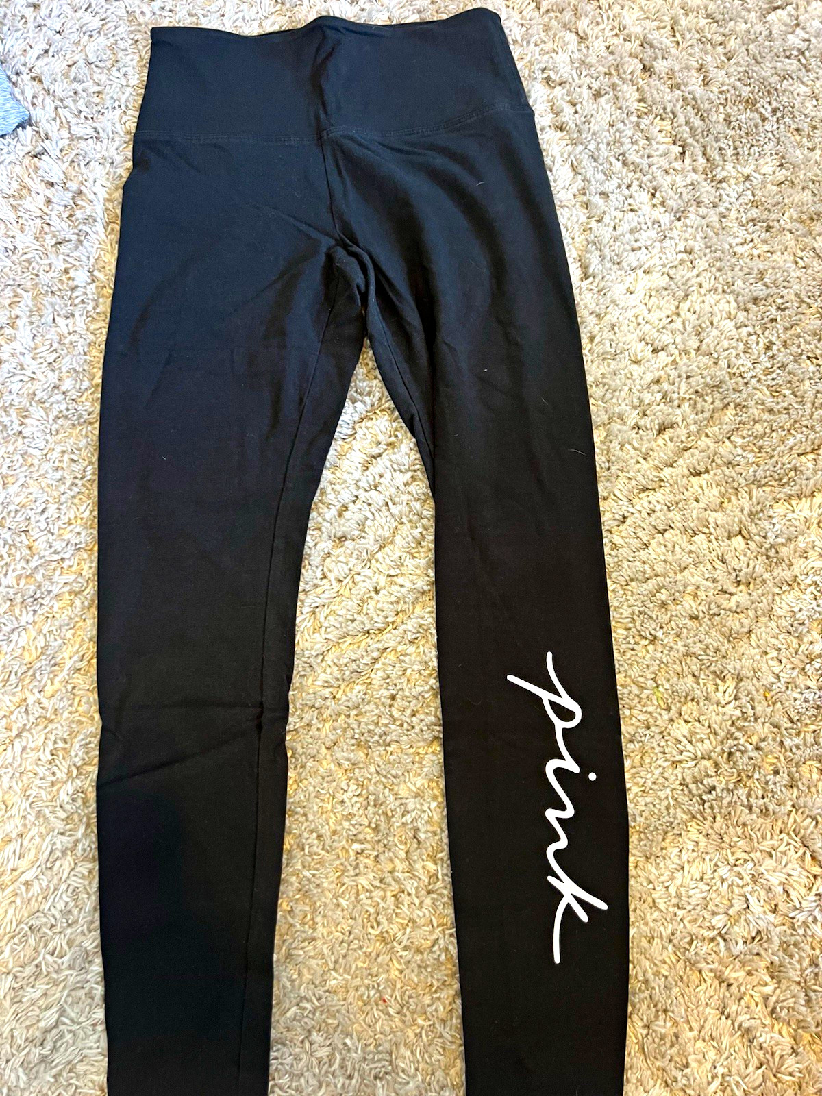 PINK Victoria’s Secret Women’s Black Logo Ankle Leggings, Size M